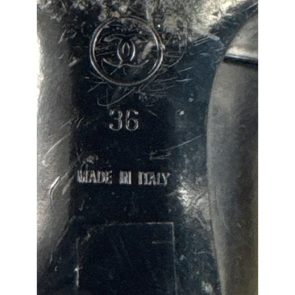 Chanel vintage Leather Pointed Toe Buckle Loafers Low Block Heel Italy 36 - Picture 6 of 10